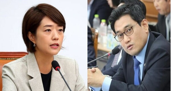 (좌) 고민정 광진을 선거구 민주당 의원, (우) 오신환 국힘 광진을 선거구 당협위원장