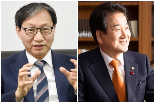 왼쪽부터  김성주 의원과 정동영 전 장관