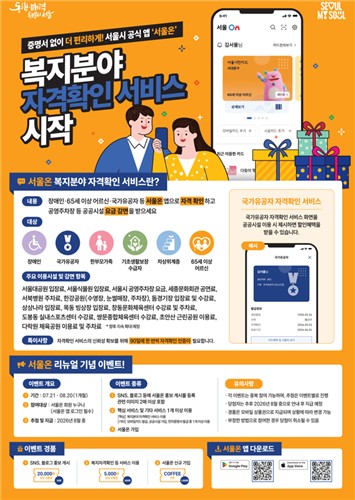 서울시민 3명 중 1명에 달하는 복지 대상자들이 앞으로 공공시설을 이용할 때 두꺼운 증명서나 복지카드를 소지하지 않아도 요금 감면 혜택을 누릴 수 있게 된다.